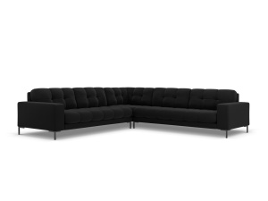 Canapea cu colt neagra din catifea pentru 6 persoane Mamaia Symmetrical Left Right Micadoni