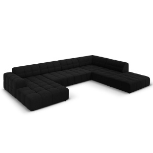 Canapea cu colt neagra din catifea pentru 7 persoane Jennifer Right Micadoni