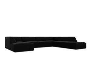 Canapea cu colt neagra din catifea pentru 7 persoane Ruby Right Micadoni