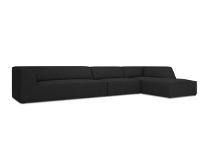 Canapea cu colt neagra din textil pentru 5 persoane Ruby Right Micadoni