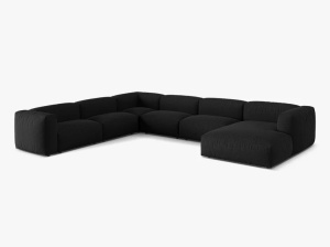 Canapea cu colt neagra din textil pentru 6 persoane Martina Left Micadoni
