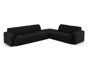 Canapea cu colt neagra din textil pentru 6 persoane Molino Boucle Right Micadoni