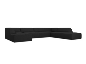 Canapea cu colt neagra din textil pentru 7 persoane Ruby Right Micadoni