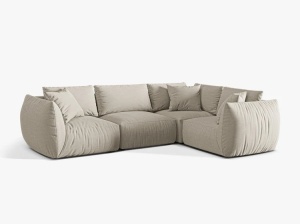 Canapea cu colt nude din textil pentru 4 persoane Chris Alfa Right Micadoni