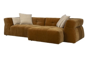 Canapea cu colt ocru din catifea pentru 4.5 persoane Hodge Right Dutchbone