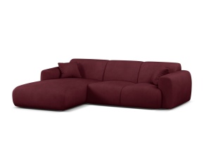 Canapea cu colt rosu bordo din textil pentru 4 persoane Molino Chenille Left Micadoni