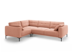 Canapea cu colt roz din catifea pentru 4 persoane Bemy Left Velvet Micadoni
