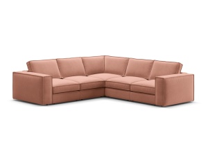 Canapea cu colt roz din catifea pentru 4 persoane Pola Symmetrical Micadoni