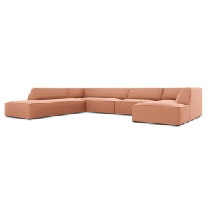 Canapea cu colt roz din catifea pentru 7 persoane Ruby Left Micadoni