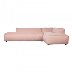 Canapea cu colt roz din poliester si lemn de pin 308 cm Fat Freddy Right Salmon Zuiver