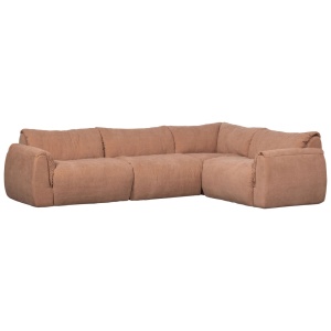 Canapea cu colt roz din textil 301 cm Baggy Chenille Right Woood