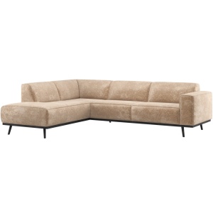 Canapea cu colt roz piersica din catifea 274 cm Statement Left Woood