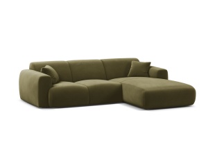Canapea cu colt verde deschis din catifea pentru 4 persoane Molino Casbla Right Micadoni