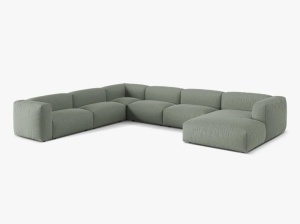 Canapea cu colt verde deschis din textil pentru 6 persoane Martina Left Micadoni
