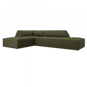 Canapea cu colt verde din textil pentru 4 persoane Ruby Corduroy M Left Micadoni
