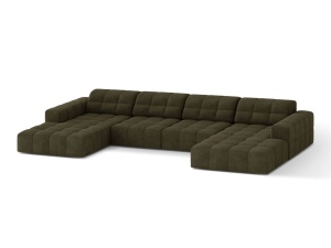 Canapea cu colt verde din textil pentru 6 persoane Jennifer Panoramic Chenille Micadoni