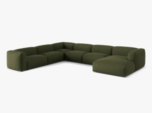 Canapea cu colt verde din textil pentru 6 persoane Martina Left Micadoni