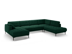 Canapea cu colt verde inchis din catifea pentru 7 persoane Bemy Left Right Velvet Micadoni