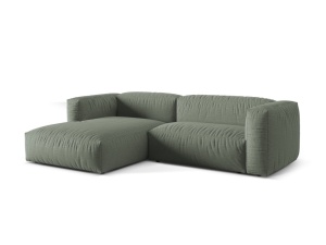 Canapea cu colt verde muschi din textil pentru 2 persoane Martina Left Micadoni