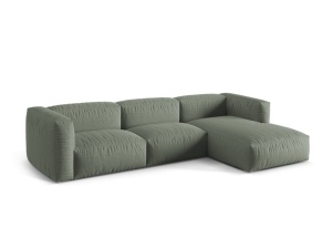 Canapea cu colt verde muschi din textil pentru 3 persoane Martina Right Micadoni