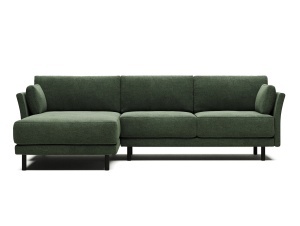 Canapea cu colt verde/neagra din textil pentru 3 persoane Gilma Chenille FR Left Kave Home