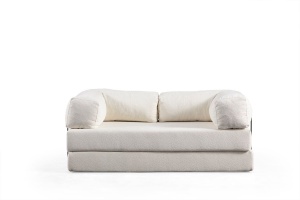 Canapea extensibila alba din textil pentru 2 persoane Via Con The Home Collection