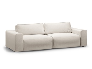 Canapea extensibila bej deschis din textil pentru 3 persoane Victor Micadoni
