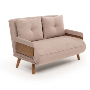 Canapea extensibila bej nurca din textil pentru 2 persoane Cosmo Bohemian The Home Collection
