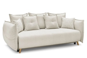 Canapea extensibila crem din catifea pentru 3 persoane Yhas The Home Collection