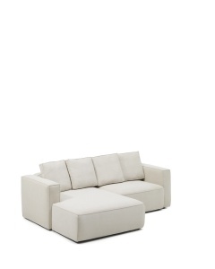 Canapea extensibila cu colt bej din textil pentru 3 persoane Marela Left Chenille Kave Home