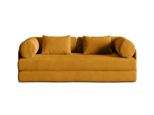 Canapea extensibila galbena din catifea pentru 3 persoane Dreamy Salvador Micadoni