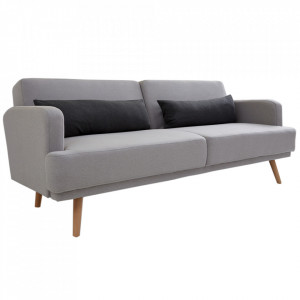 Canapea extensibila gri din poliester 210 cm Studio Grey Invicta Interior