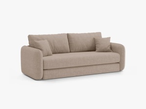 Canapea extensibila maro cappuccino din textil pentru 3 persoane Dormi Micadoni