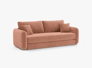 Canapea extensibila roz din catifea pentru 3 persoane Dormi Micadoni