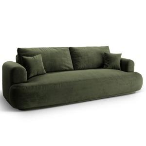 Canapea extensibila verde din catifea pentru 3 persoane Ella Micadoni