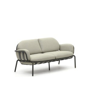 Canapea exterior bej/gri din lemn pentru 2 persoane Joncols Kave Home