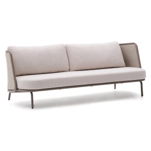 Canapea exterior grej/ecru din metal pentru 3 persoane Sedalis Kave Home