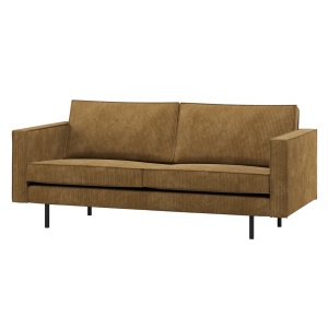 Canapea galben miere din textil pentru 2,5 persoane Rodeo Rib Woood