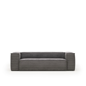 Canapea gri din catifea pentru 3 persoane Blok FR Kave Home