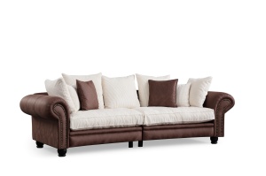 Canapea maro/alba din textil pentru 3 persoane Fresno The Home Collection