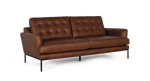 Canapea maro din piele 200 cm Sole Giner y Colomer