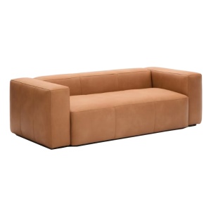 Canapea maro din piele pentru 3 persoane Blok Kave Home