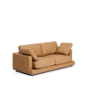 Canapea maro din piele pentru 3 persoane Gala Kave Home