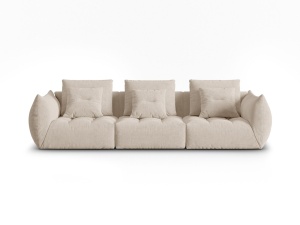Canapea modulara bej deschis din textil pentru 4 persoane Bloom Wind Micadoni