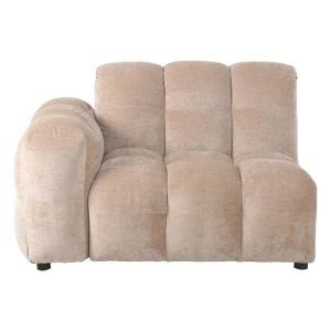 Canapea modulara bej din catifea 132 cm Hackman Corner Left Dutchbone