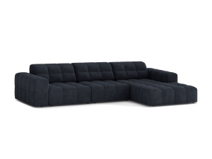 Canapea modulara cu colt albastru navy din textil pentru 4 persoane Jennifer Chenille Right 294 Micadoni