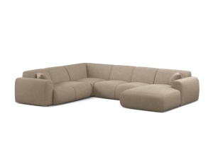 Canapea modulara cu colt bej din textil pentru 6 persoane Molino Panoramic Chenille Eden Left Micadoni