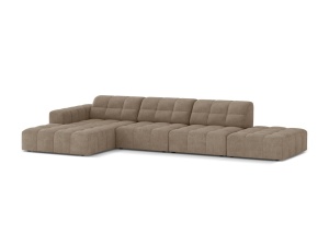 Canapea modulara cu colt bej inchis din textil pentru 5 persoane Jennifer Chenille Left Micadoni