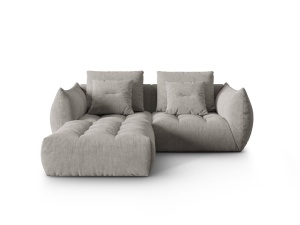 Canapea modulara cu colt gri deschis din textil pentru 3 persoane Bloom Wind Left Micadoni