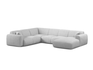 Canapea modulara cu colt gri deschis din textil pentru 6 persoane Molino Panoramic Boucle Left Micadoni
